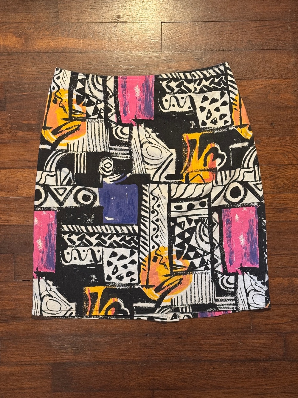 VTG 90s Abstract Print Stretch Pencil Skirt